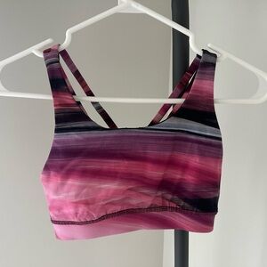 Lululemon Vibrant Pink and Black Sports Bra with Supportive Racerback Size 4